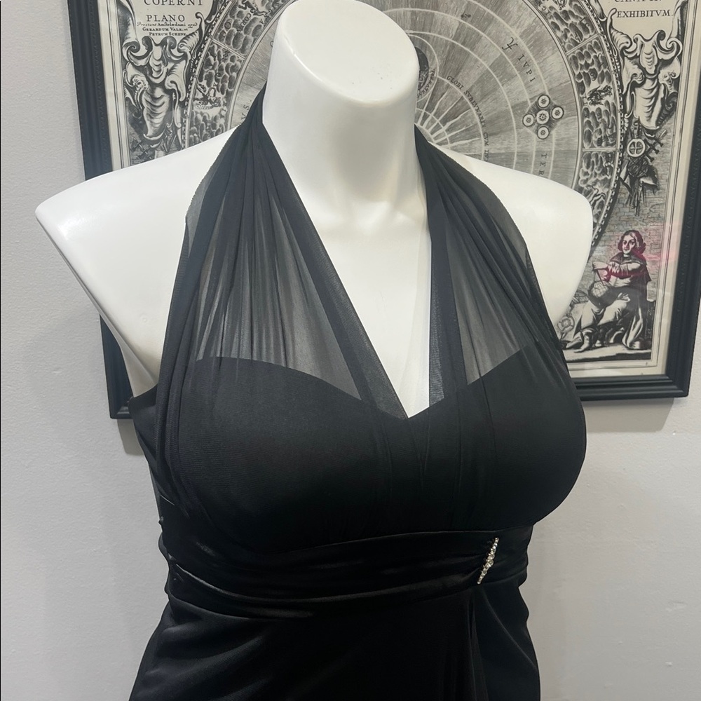 Blu Sage (10) Black Long Gown with Diamond Embellishment